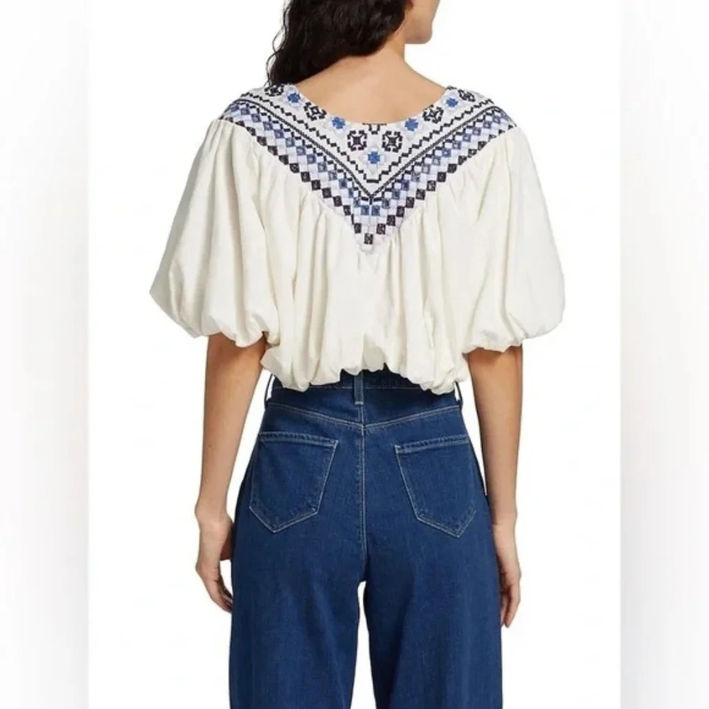 Free People Joni embroidered crop top size‎ Medium linen blend